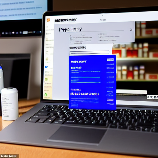 Immagine di un computer portatile con una pagina web di farmacia online