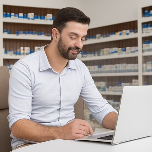 A discreet and secure online shopping experience for erectile dysfunction medications, including a consultation with an online doctor and a package being delivered with privacy protection.
